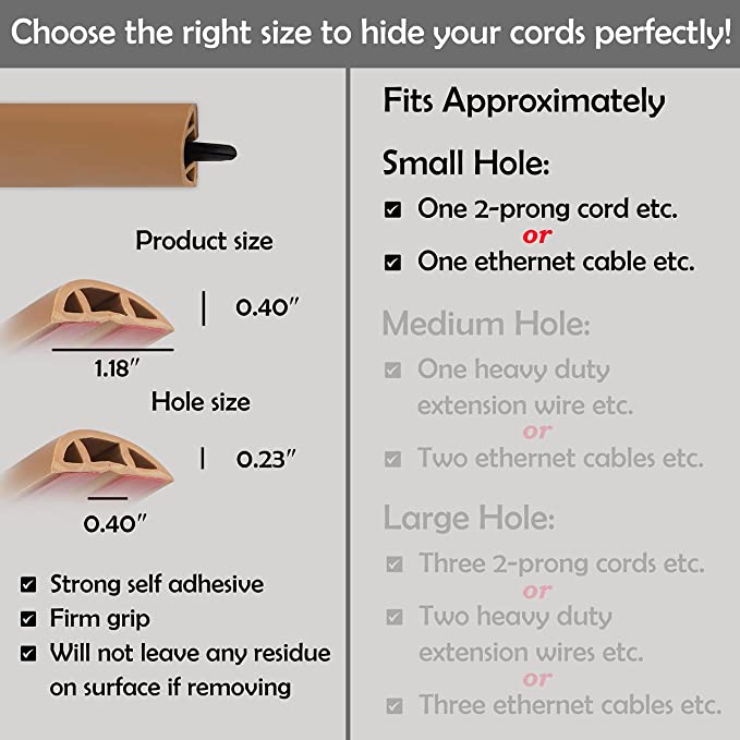 4FT Cord Cover Floor, Brown Cord Hider Floor, Extension Cable